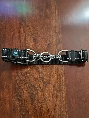 Max & Neo Black Stainless Steel Martingale Dog Collar